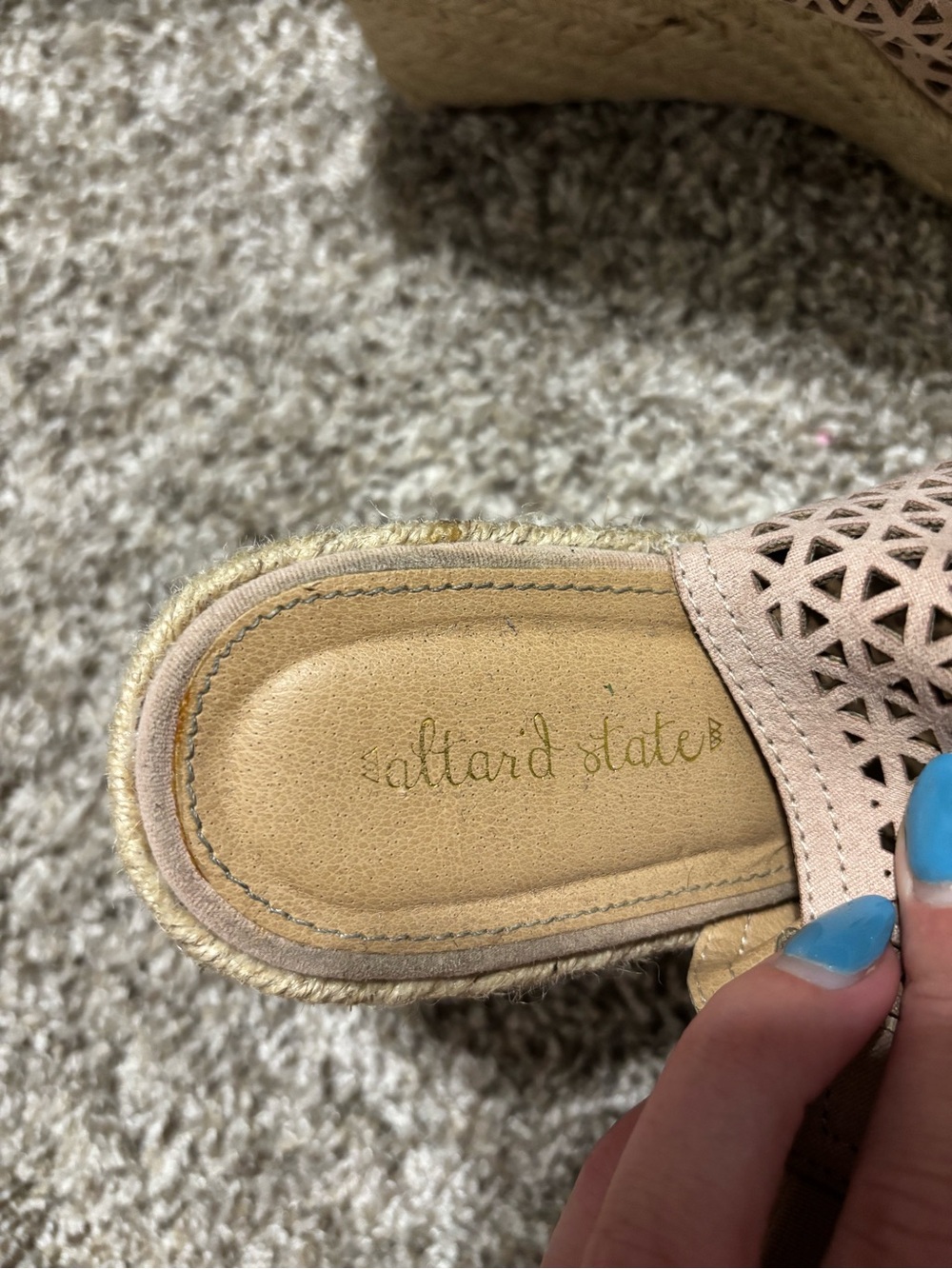 Altar'd State Taupe Laser-Cut Espadrille Wedges - Picture 2 of 2